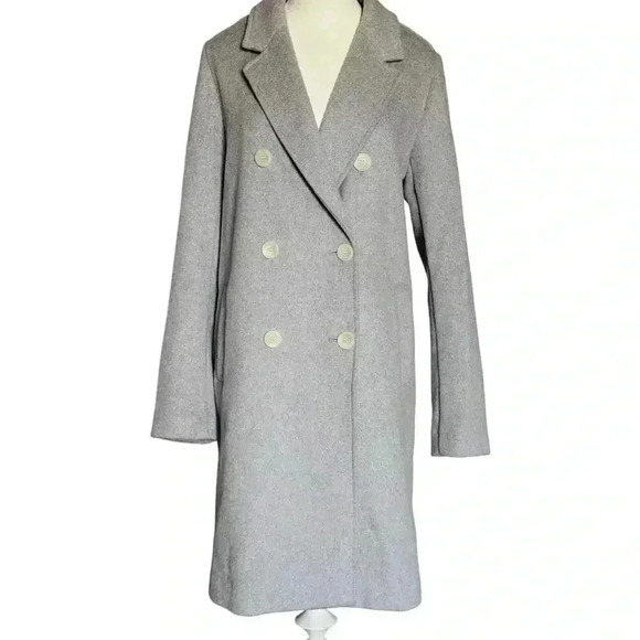 LOFT Womens Wool Double Breasted Gray Coat Size XS - Picture 2 of 8